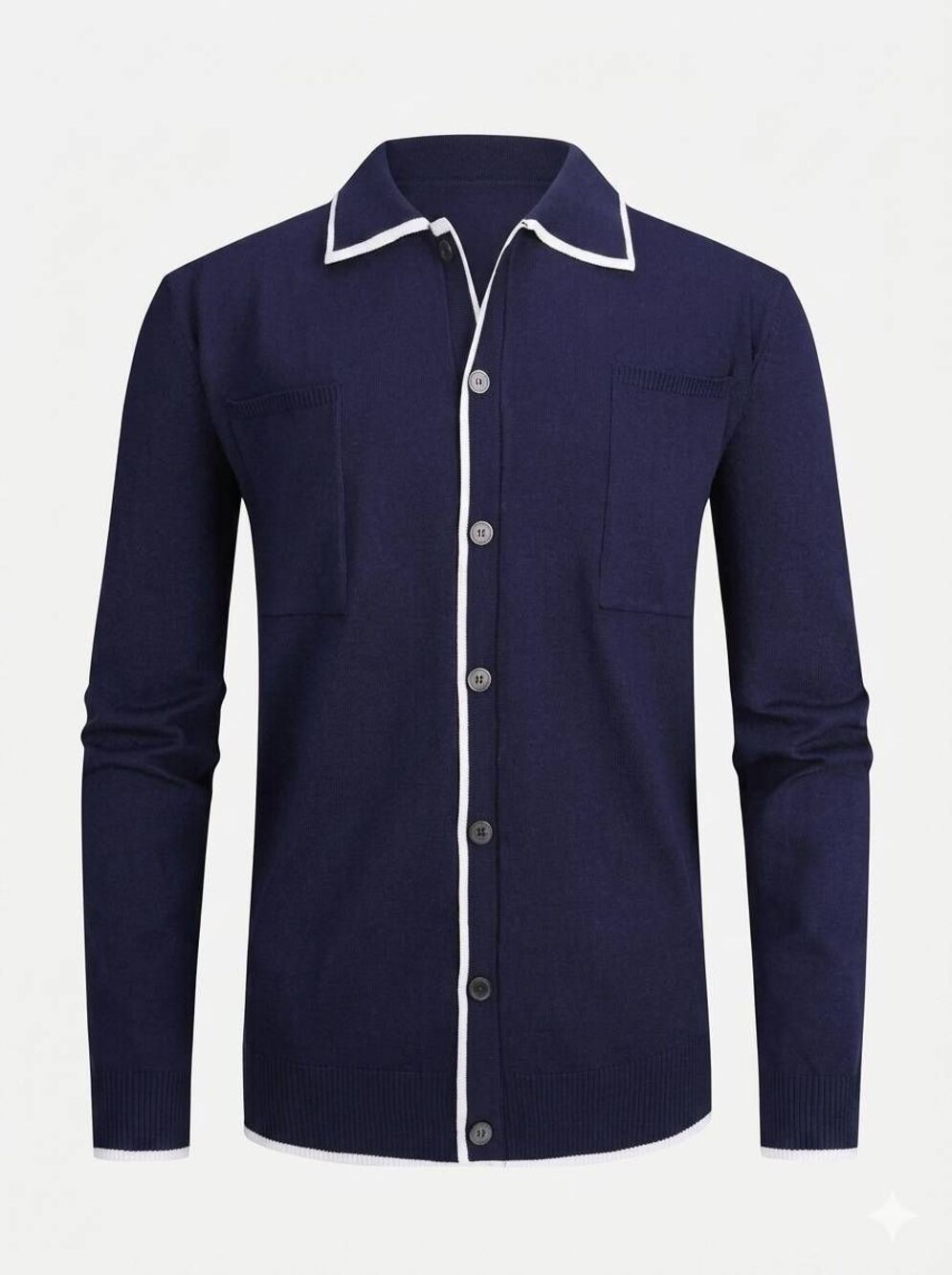 🩵NWT Alex Vando Blue w/White Trim Buttoned Shirt Men's XLarge